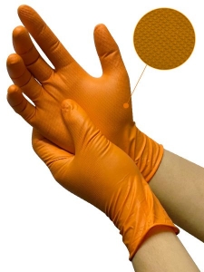 L IRONGRIP нитриловые оранжевые перчатки премиум-класса с уникальной 3D текстурой, 50пар (100 штук)