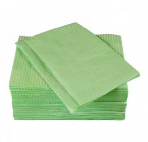 Салфетки для пациентов, бумажно-полиэтиленовые, 33x45, зеленые, 125 шт