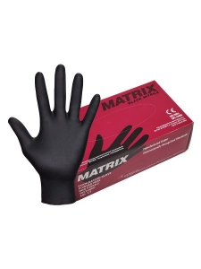 S ЧЕРНЫЕ MATRIX перчатки нитриловые, смотровые, нестерильные, неопудренные, 50 пар (100 штук)