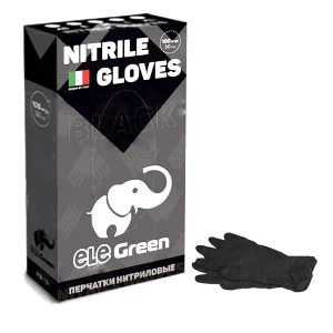 S ЧЕРНЫЕ ELE Green ПЛОТНЫЕ перчатки нитриловые, смотровые, нестерильные, неопудренные, 50 пар (100 штук)