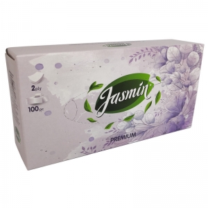 Салфетки косметические бумажные белые2х слойные Jasmin Premium, 100шт уп