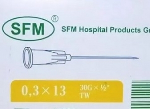 Игла SFM стерильная одноразовая медицинская, игла канюля для мезотерапии, 0,30мм х 13мм 30G, ш