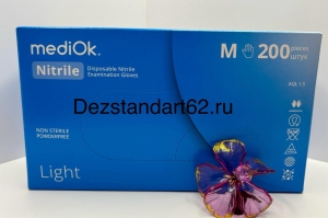 Перчатки МЕДИОК mediOk нитриловые смотровые цвет голубой LIGHT, размер М, 100 пар